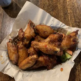 Wings, jumbo. It was like a whole chicken. Very nice.