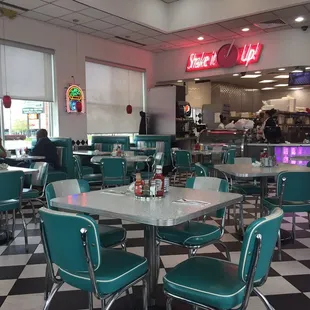 the interior of a diner