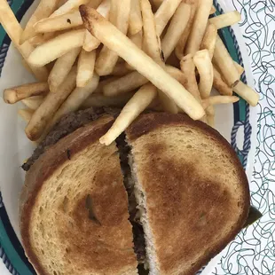 Patty melt with fries