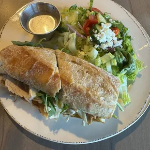 Turkey and Brie Sandwich with side Greek salad