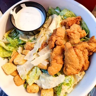 Caesar Salad with Crispy Chicken