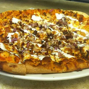 Buffalo Chicken Pizza - handmade and available on the late night menu
