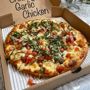 14. Creamy Garlic Chicken Pizza