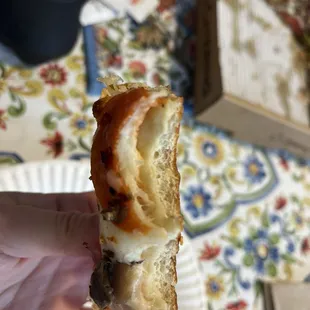 Doughy bread with no sauce.