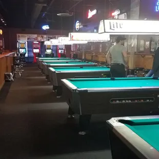 6 pool tables and 4 dart boards