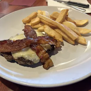 Pepper Jack Burger with fries (no bun)