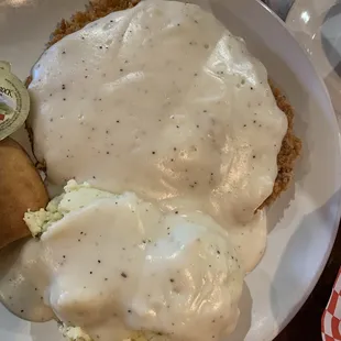 Crazy amount of good food here! This country fried steak was delicious