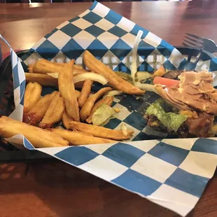 Bacon double cheeseburger and homemade fresh cut fries
