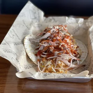 Trash taco with pulled pork