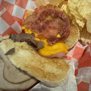 Oscar Mayer roast beef, turkey, ham and bacon for the win!  God knows what the cheese was!