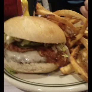 Bernie burger, fresh cut fries