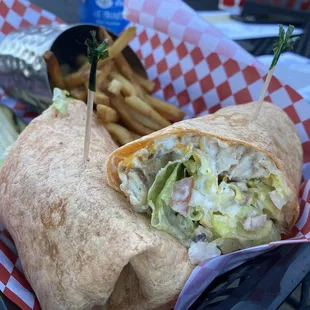 a sandwich and fries