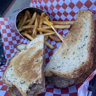 a sandwich and fries