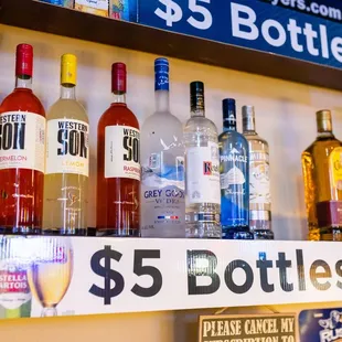 bottles of alcohol on a shelf