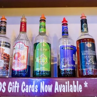 bottles of alcohol on a shelf