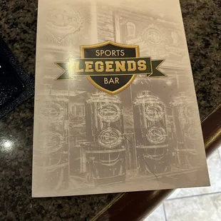 a menu for a sports bar