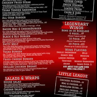 the menu of the restaurant