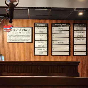 menus on the wall