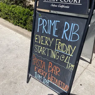 a sign for prime rib