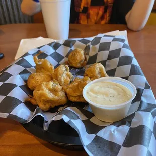 Breaded mushrooms- only eight mushrooms in a full appetizer order.