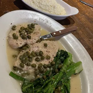 Chicken piccata and Parmesan Risotto