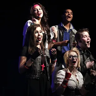 a group of people singing