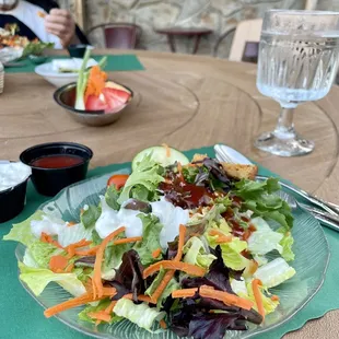 Starter salad with French and blue