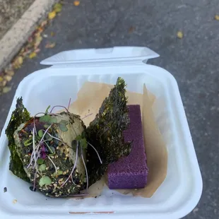 Jerk chicken Msubi and Ube Mochi Cake