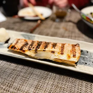 Grilled salmon belly
