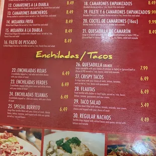 the menu