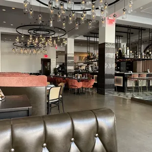 the interior of a modern restaurant