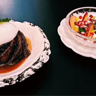 Date Cake &amp; Seasonal Fruit Dessert