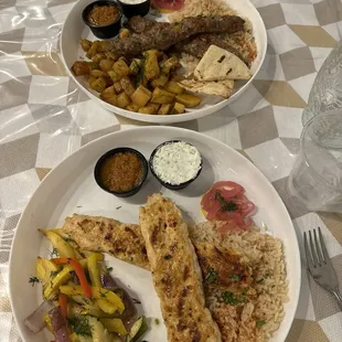 Ground chicken kabob and ground beef kabob