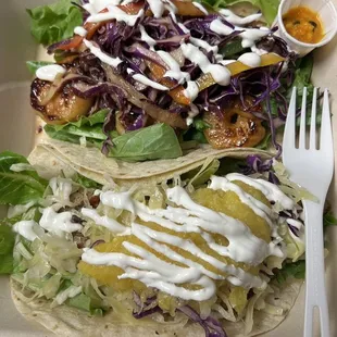 One Shrimp &amp; 1 Fish Fabulous Island style Taco!