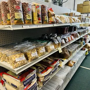 shelves of food