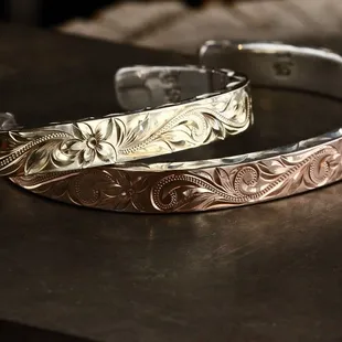 Yellow Gold &amp; Pink Gold Open Bangles.