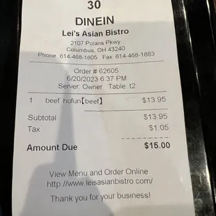 Price of Ho Fun noodles
