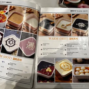 Dessert menu