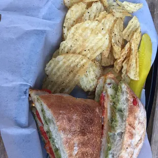 Roasted Turkey pesto panini with kettle chips - Aug-2021