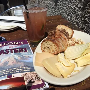 Cheese plate &amp; a delicious watermelon mint margarita!