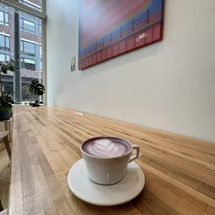 Ube latte with oat milk