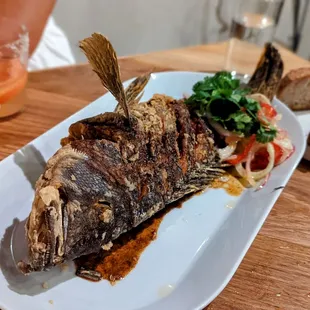 August 8 2022; Whole fried black seabass ($41).