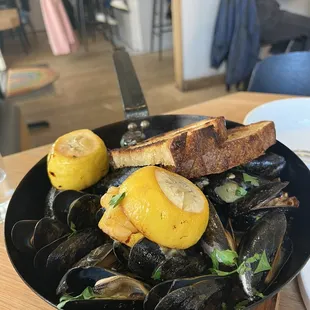 Charred Lemon Skillet Mussels