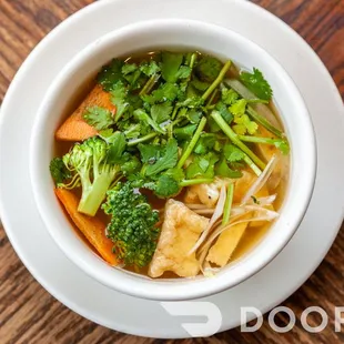 a bowl of soup on a table