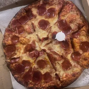 Pepperoni Large pizza $12 bucks can't beat that.