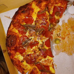 a half eaten pizza