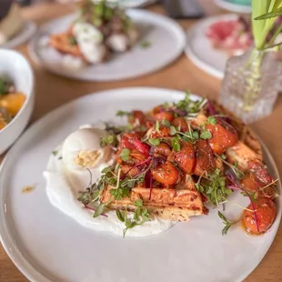 Gruyere Waffles with Sundried Tomatoes and Soft Egg