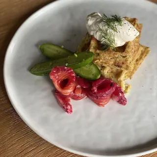 Rosti with Salmon and Fresh Marinated Cucumbers