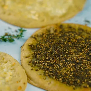 Zaatar Oregano with Extra virgin olive oil Pie &amp; Feta Cheese with Extra virgin olive oil Pie - Manakish