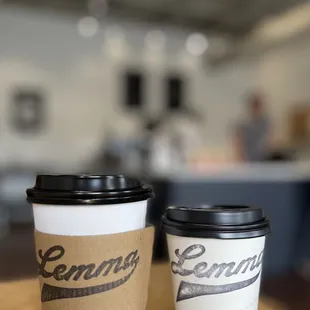 two cups of coffee on a table